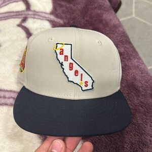 Angels New Era Men's Cream and Navy Hat 25th anniversary 7 1/4